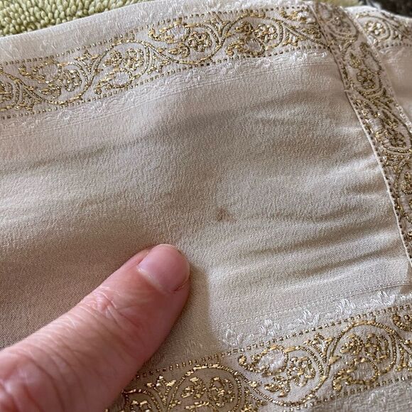 Vintage Albert Nipon Dress Cream Gold Metallic Flaw - Picture 11 of 12